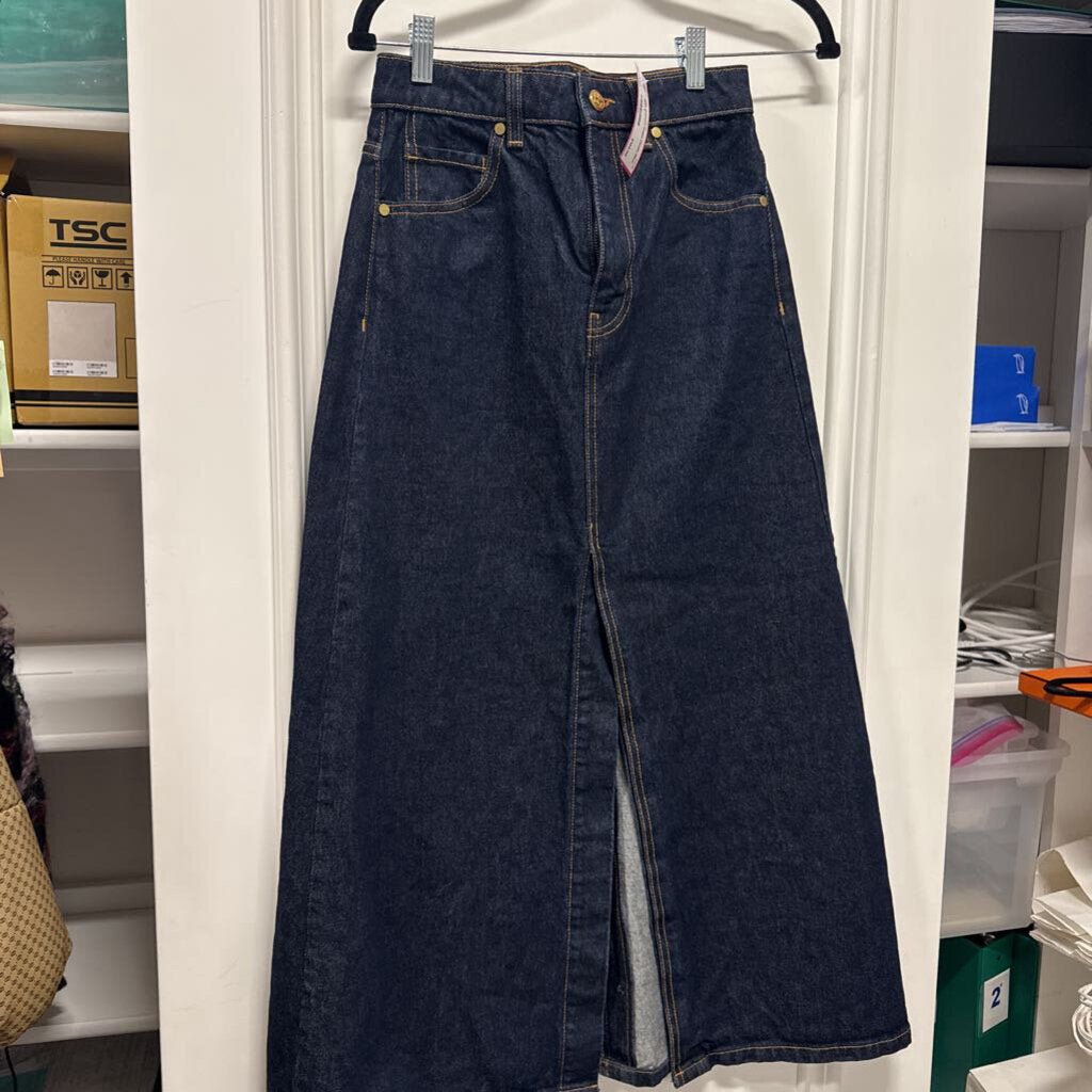 Indigo Denim Maxi Skirt