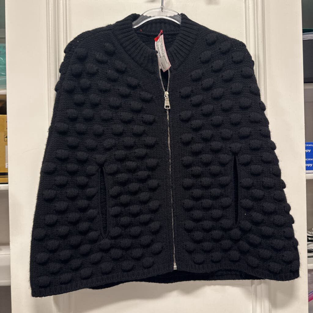 Black Wool/Cashmere Textured Cape