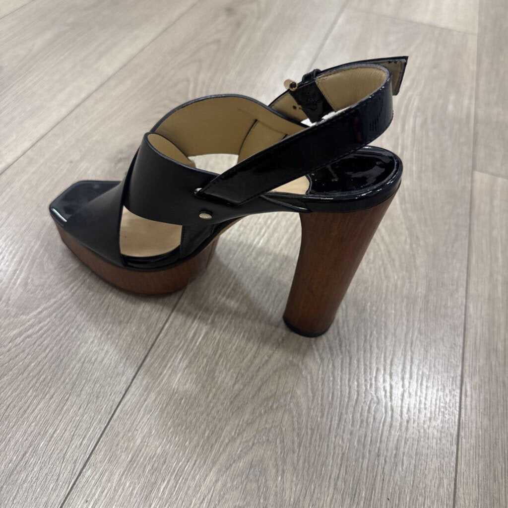 Black Leather Platform Heels
