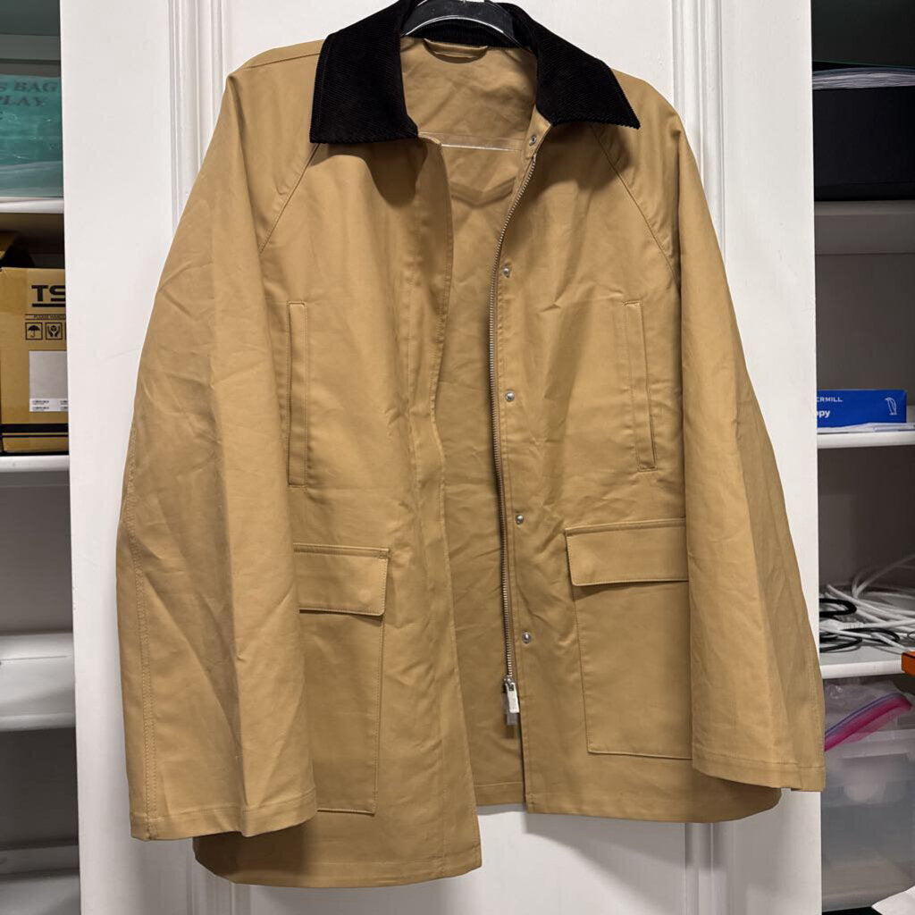 Beige Corduroy Trimmed Cotton Jacket