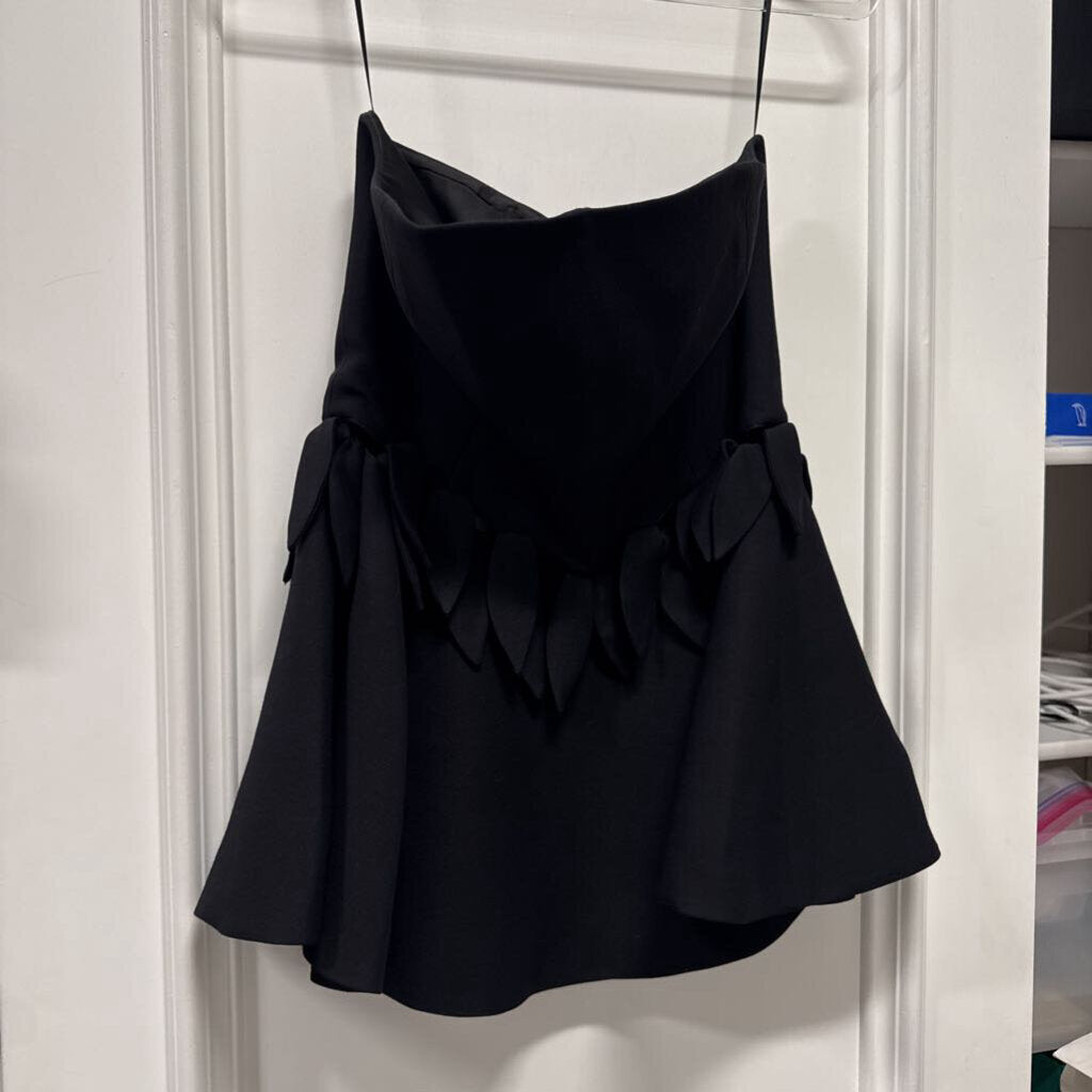 Black Cotton Strapless Top