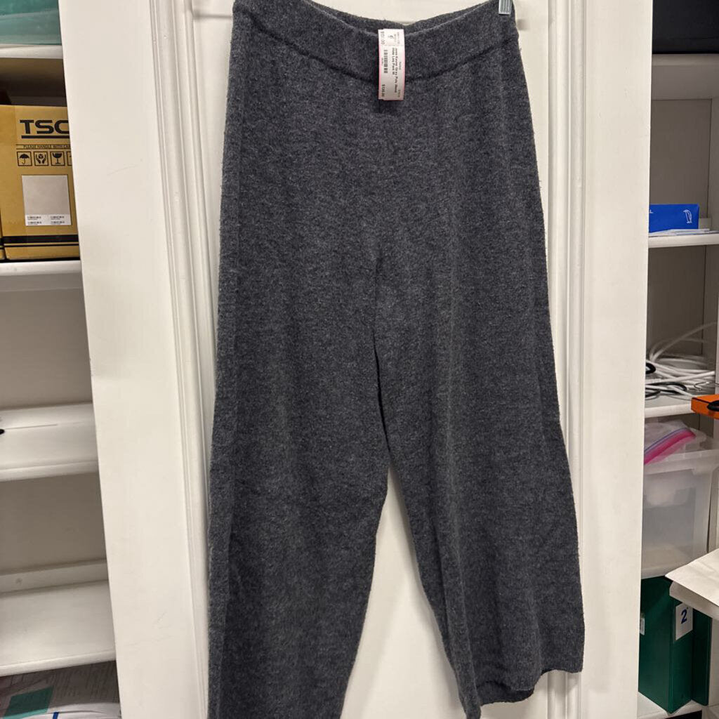 Gray Poly Blend Wide Leg Pant