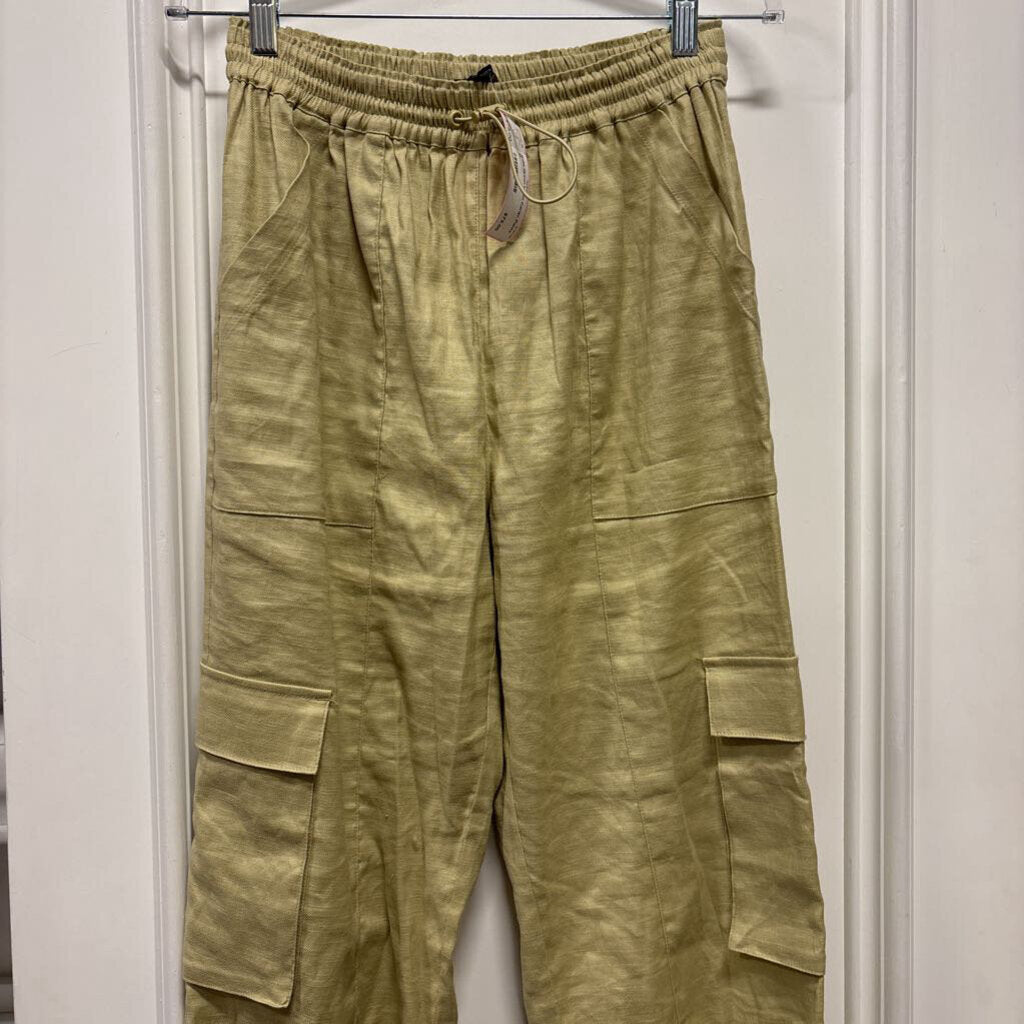 Green Linen Cargo Pants