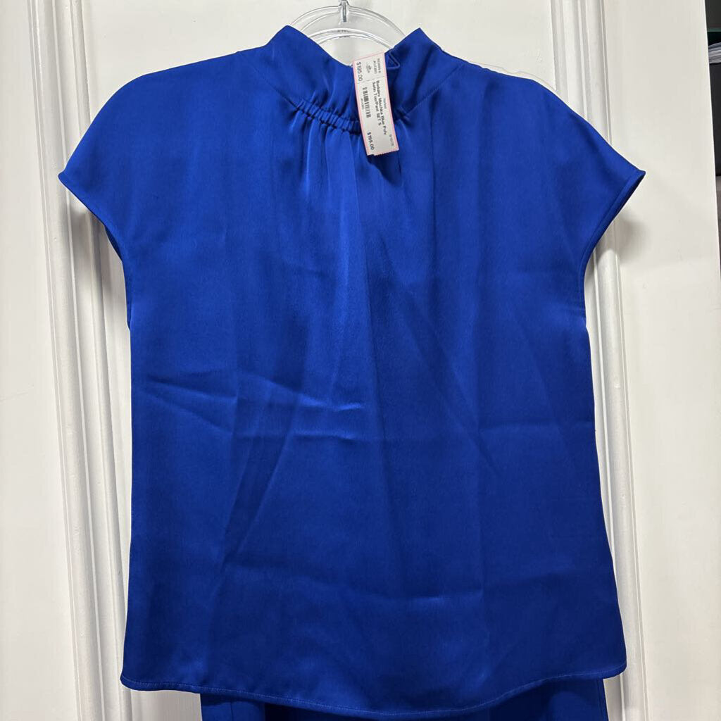 Blue Poly Satin Top/Pant SET