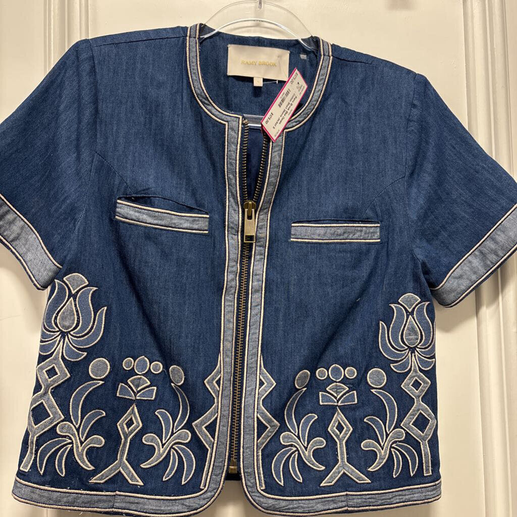 Blue Denim Cotton Short Sleeve Jacket
