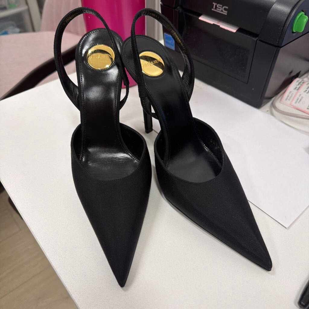 Black Grosgrain Slingback Heels (37)