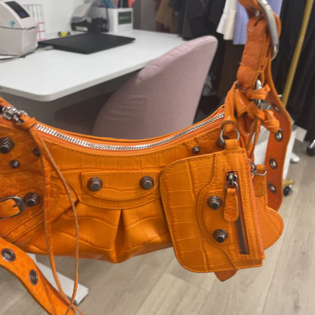 Orange Croc Embossed Le Cagole Bag (est 2550)