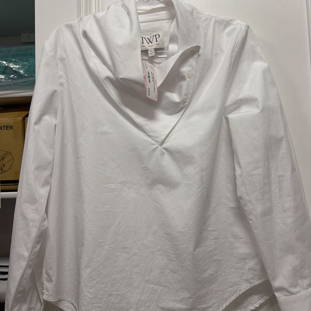 White Cotton Button Neck Shirt