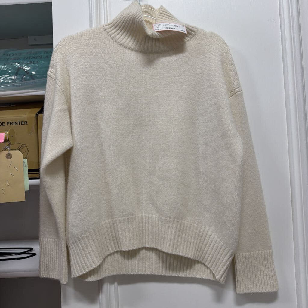 Cream Cashmere Turtleneck Sweater