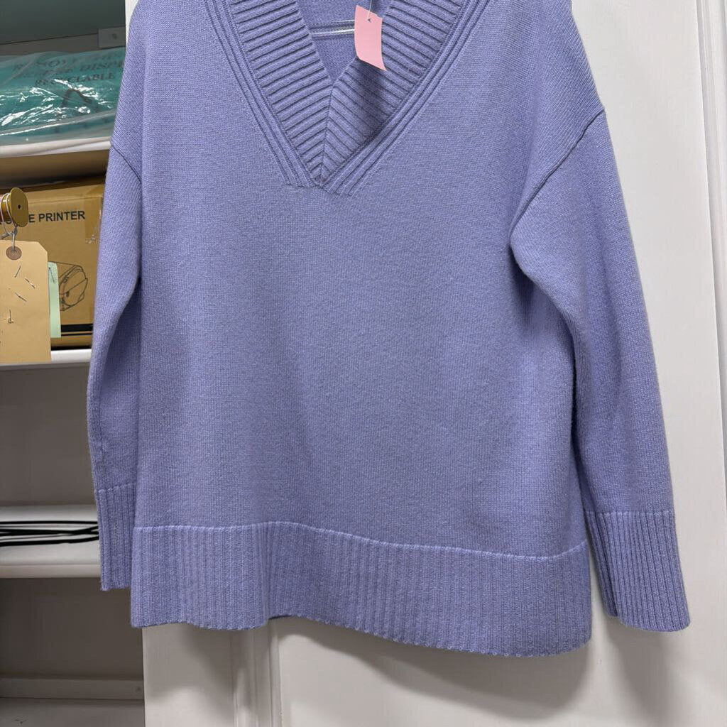 Purple Cashmere V Neck Sweater