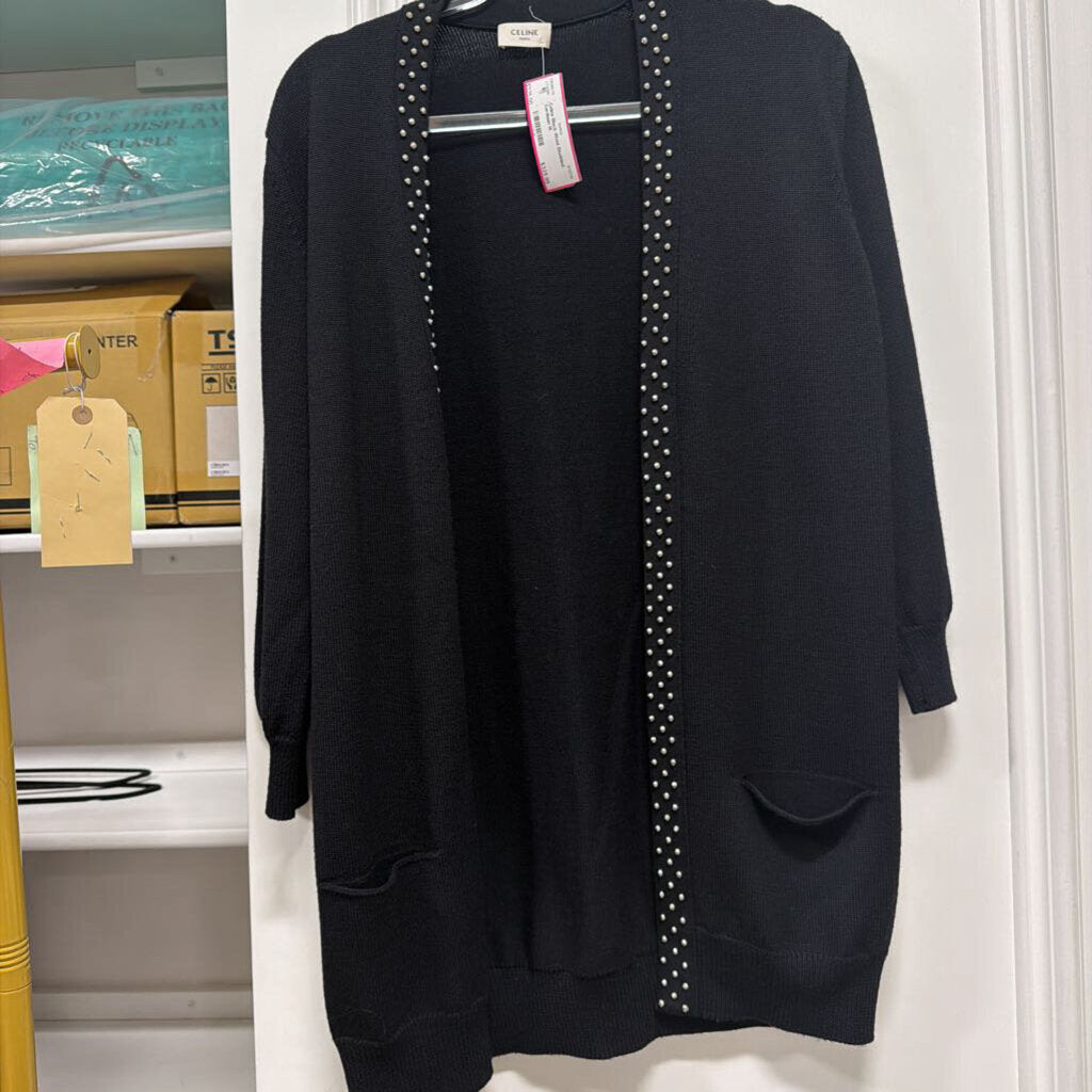 Black Wool Studded Cardigan