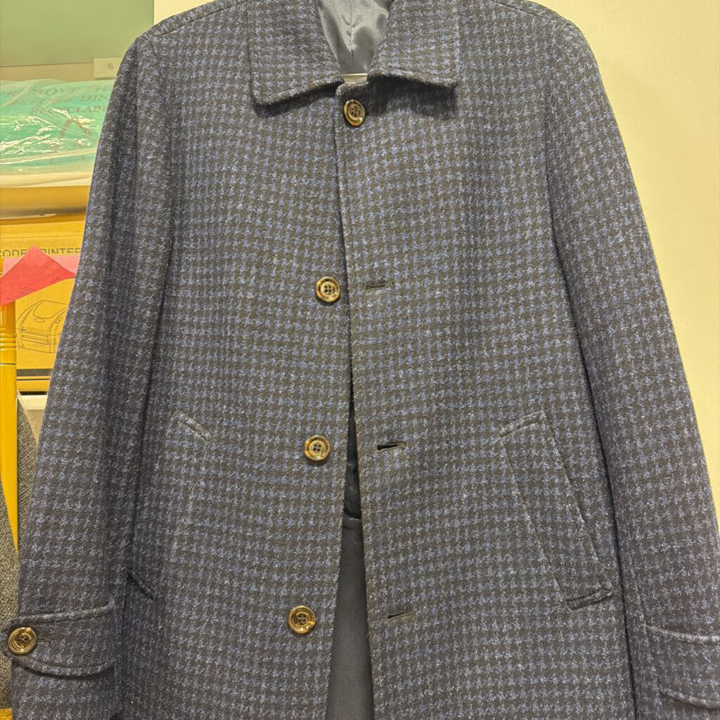 Blue/Black Wool Houndstooth Coat