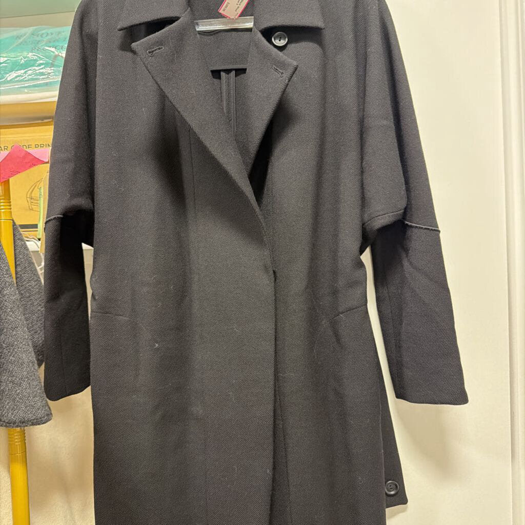 Black Wool Belted Trench Coat