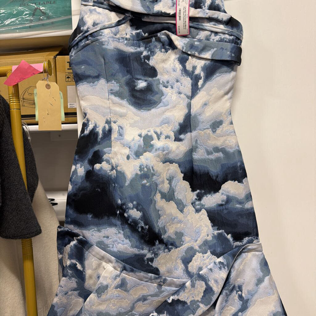 Blue/Black Poly Cloud Pattern Dress