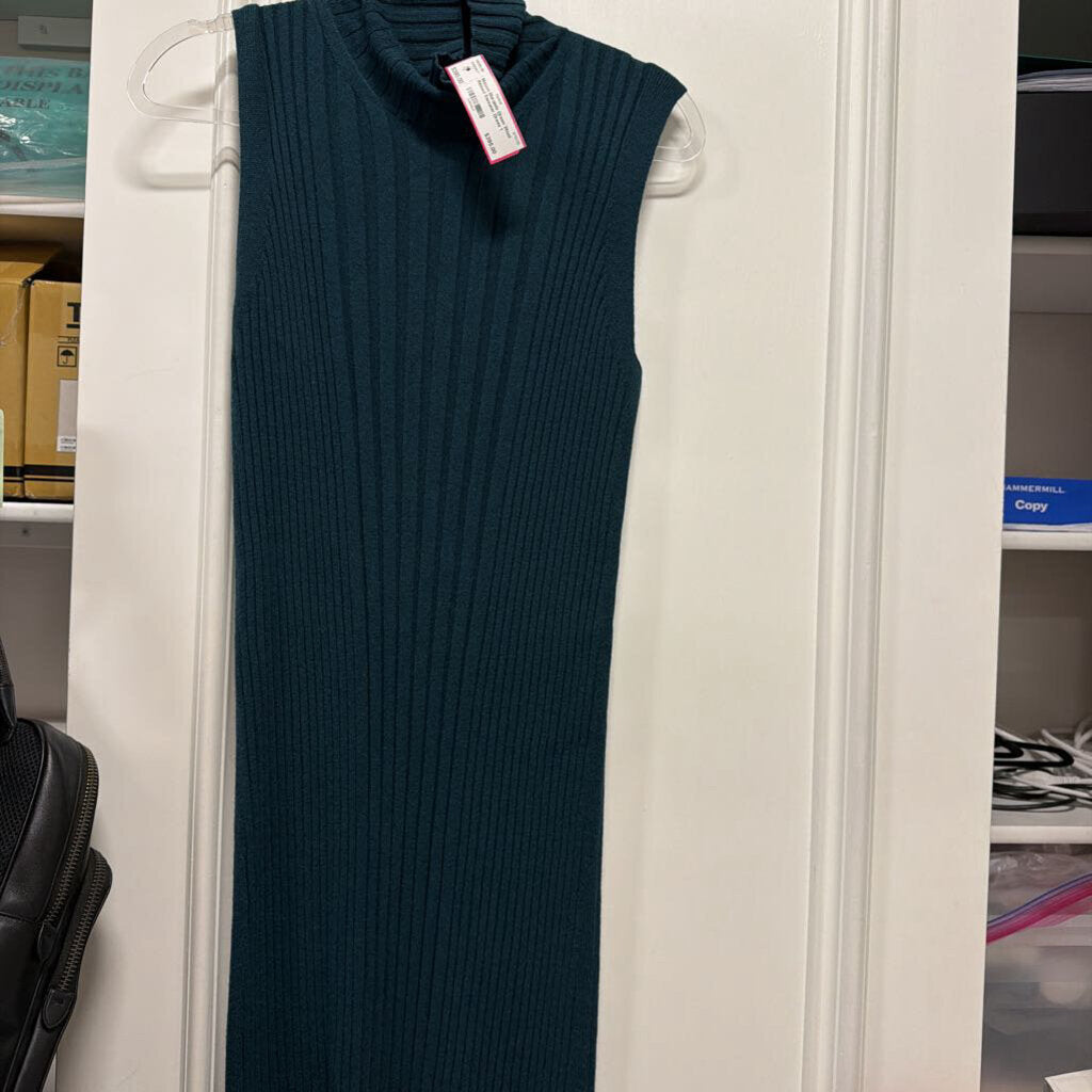 Green Wool Ribbed Sweater Dress