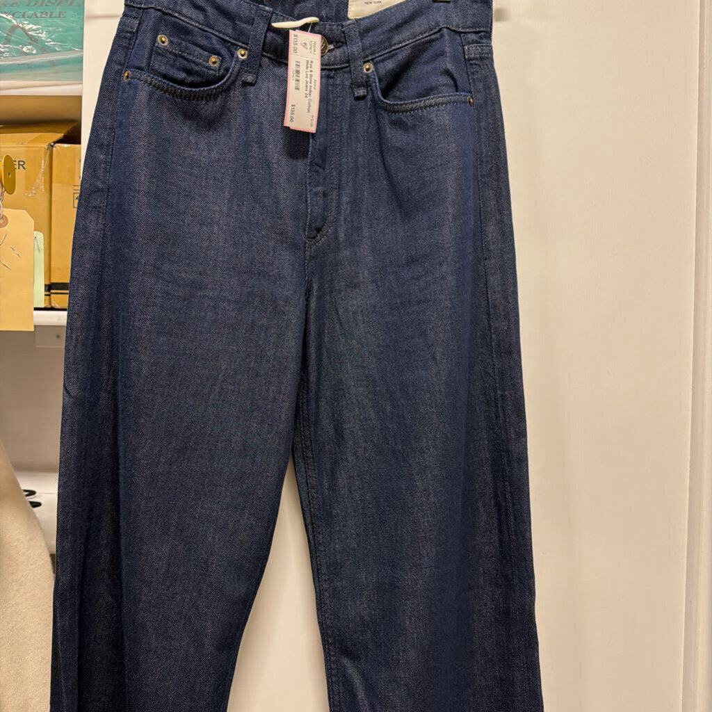 Indigo Cotton Wide Leg Jeans