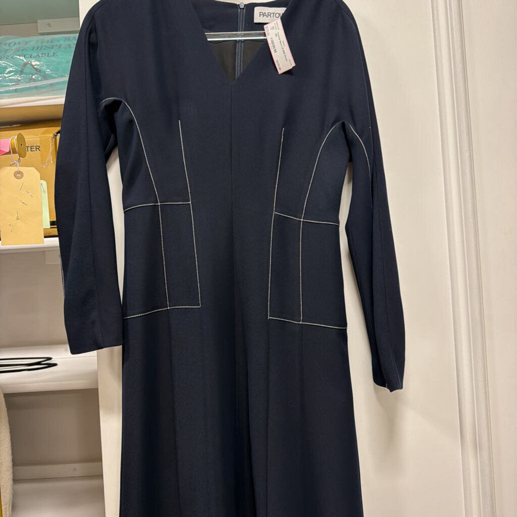 Navy LS Midi Dress