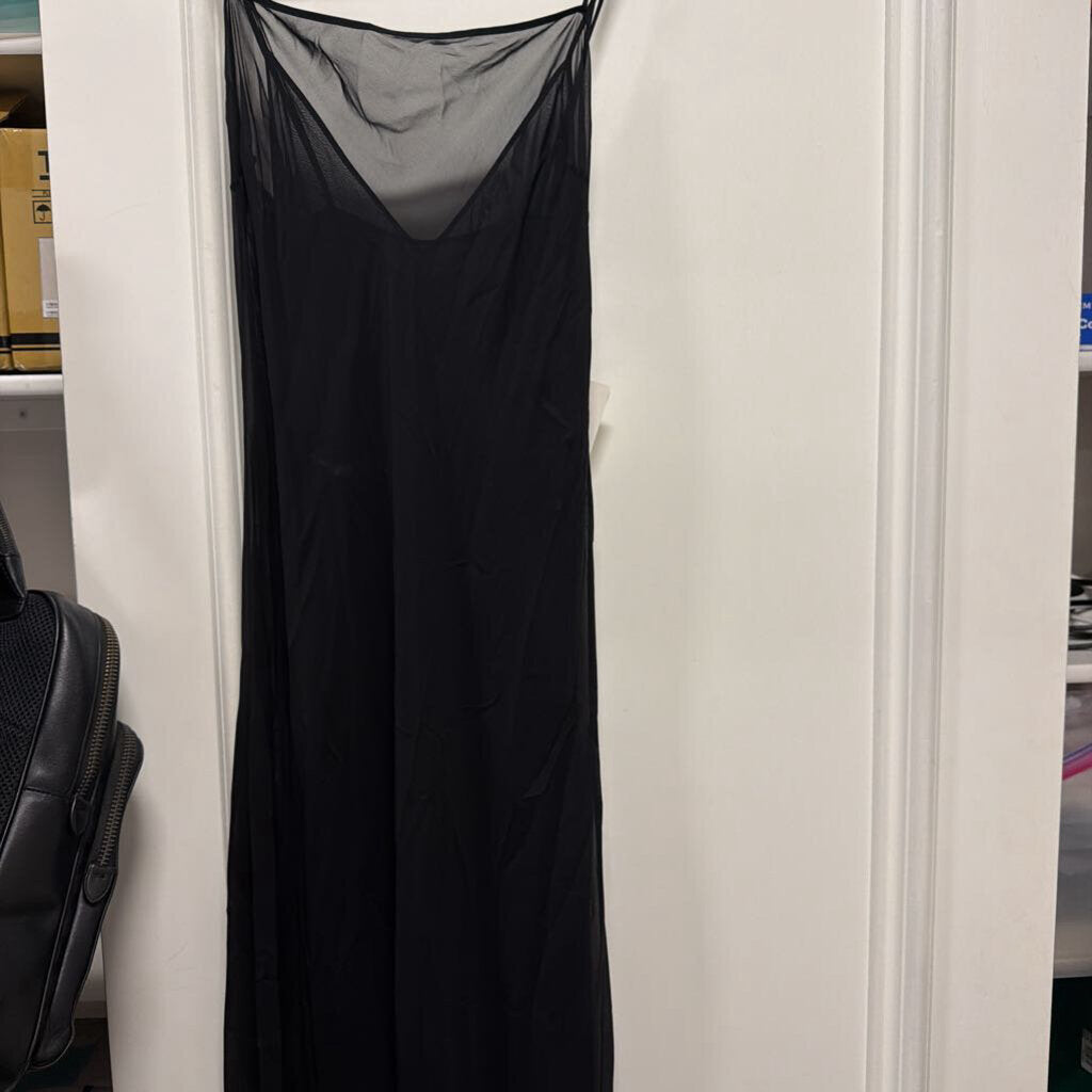 Black Silk Double Overlay Slip Dress (NWT)