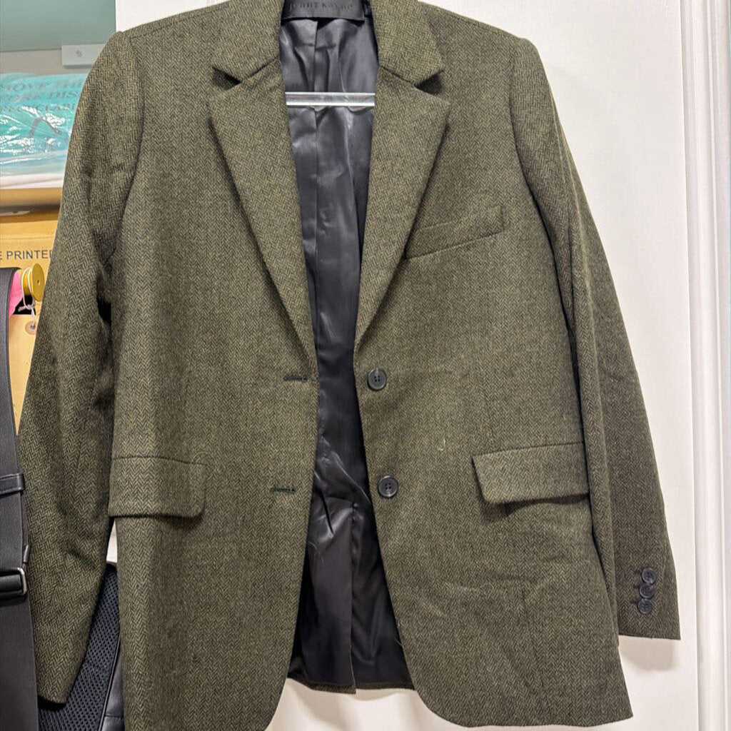 Green Wool Herringbone Blazer