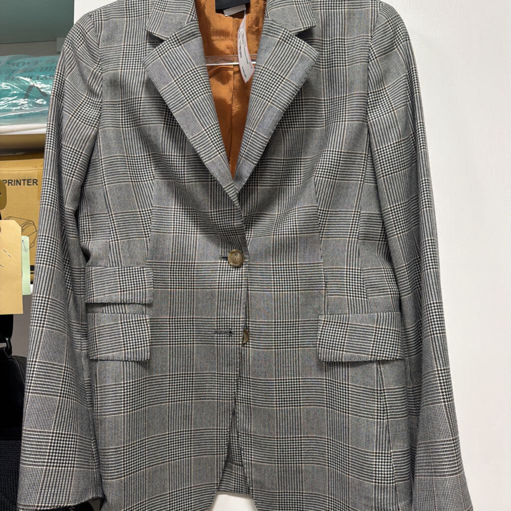 Grey Cashmere Plaid Blazer