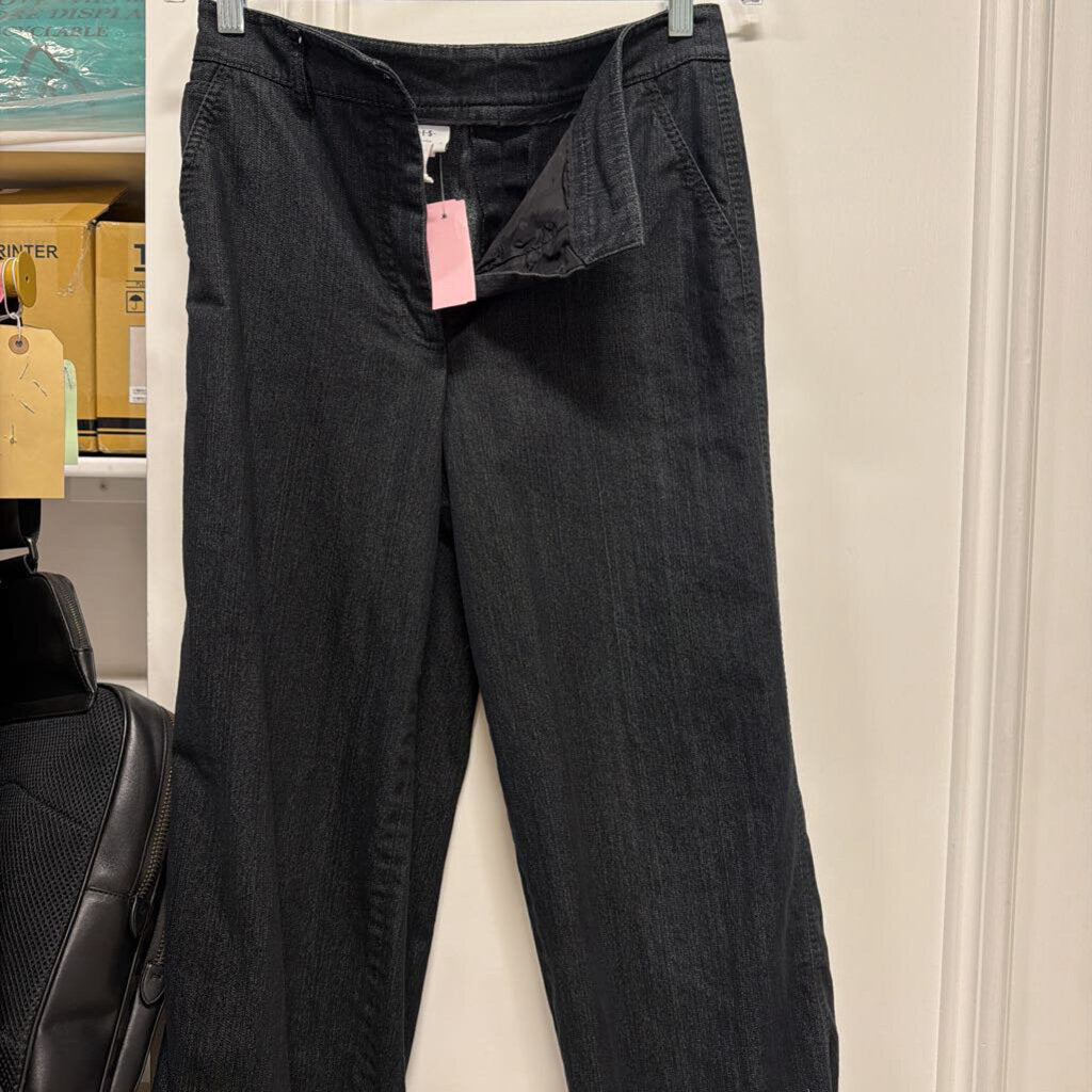 Black Cotton Wide Leg Jeans