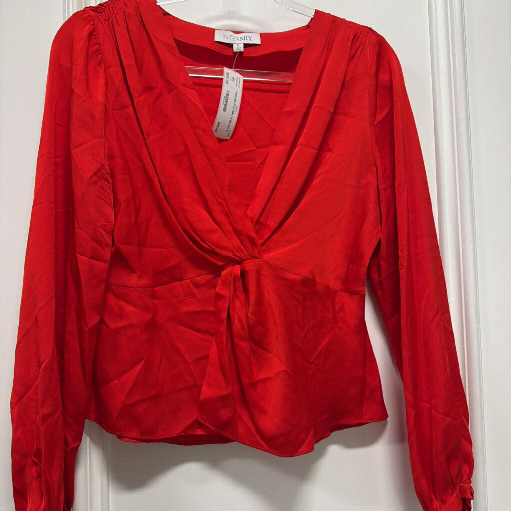 Red Silk LS Blouse