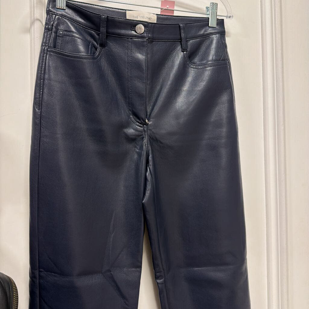 Navy Faux Leather Pant