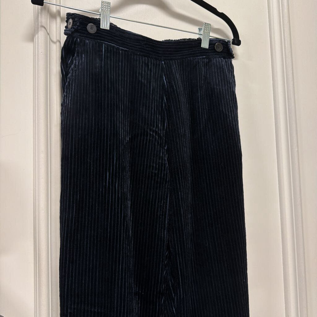 Navy Blue Corduroy Wide Leg Pants