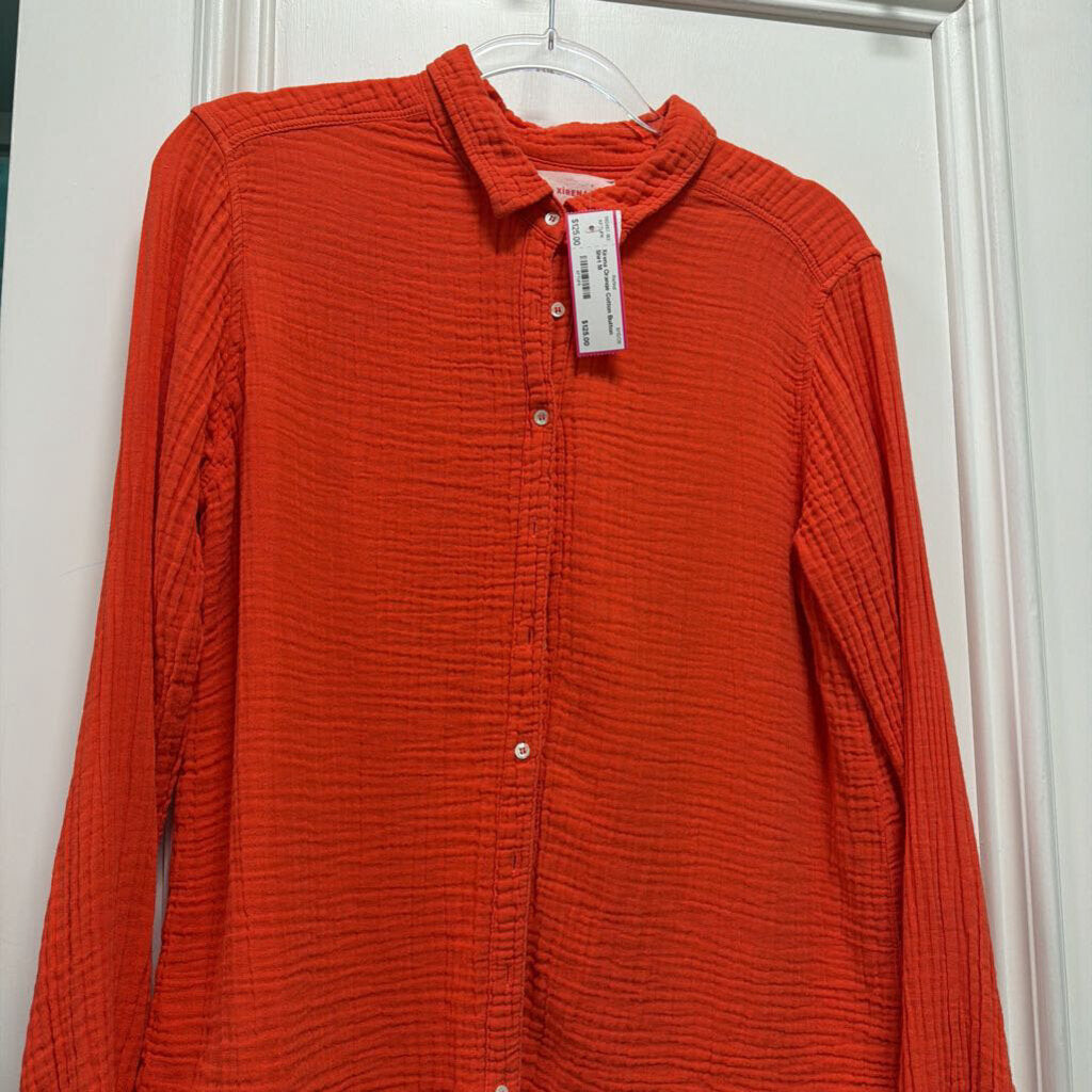 Orange Cotton Button Shirt