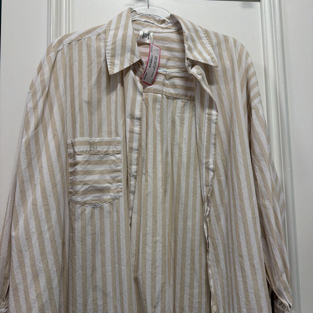 Beige/White Cotton Stripe Shirt