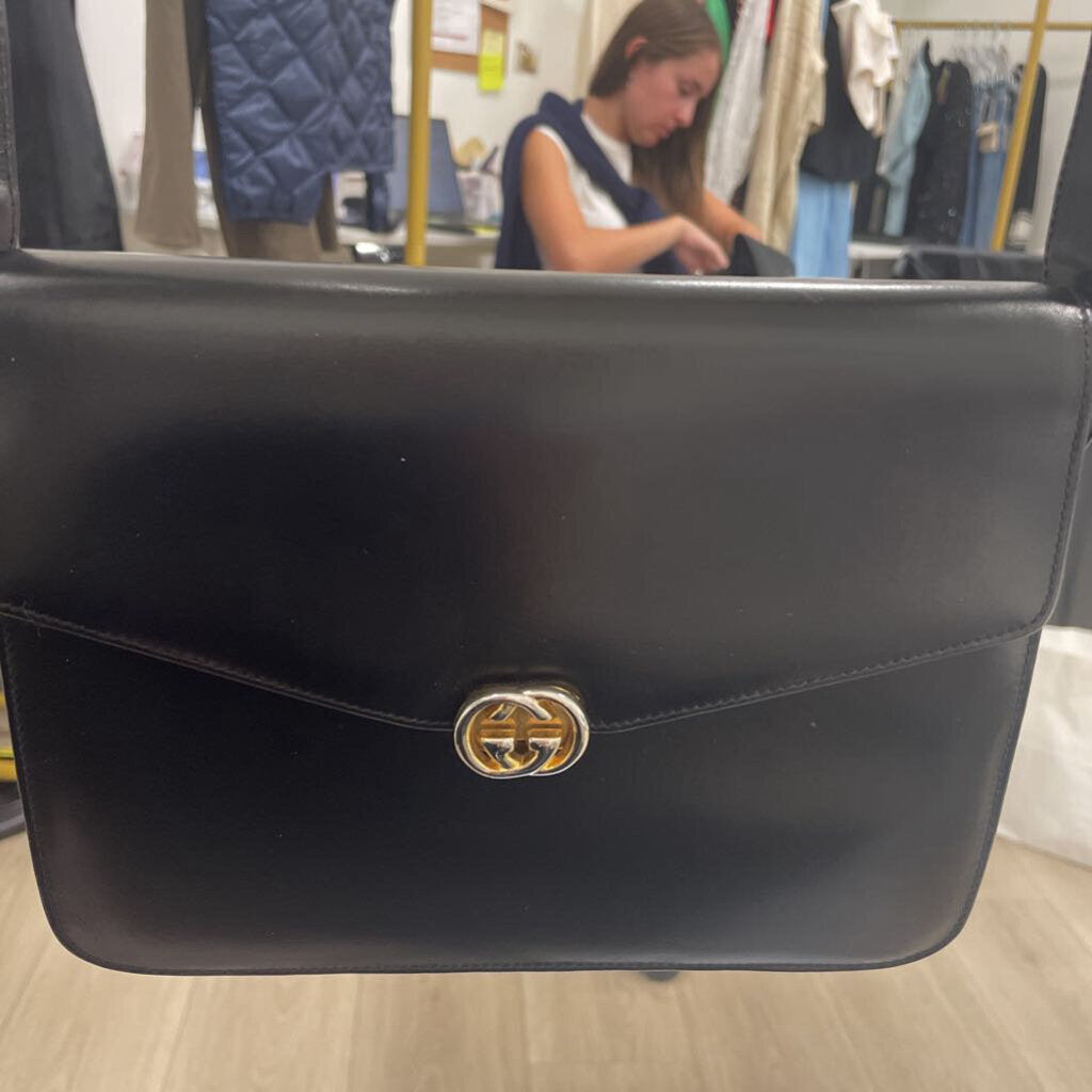 Black Leather Vintage Shoulder Bag