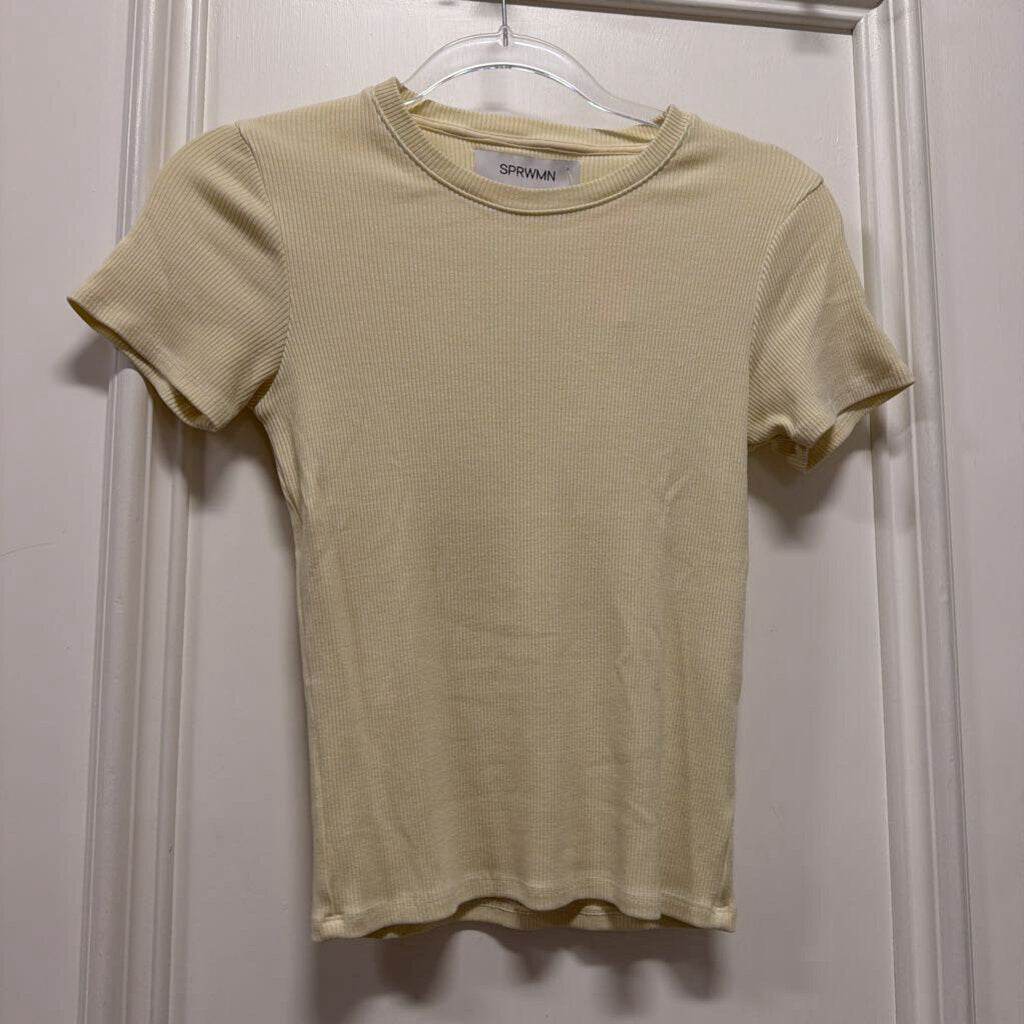 Cream Tencel Ribbed Tee