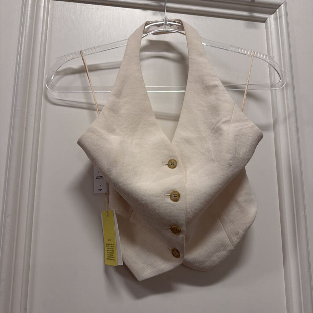 Cream Poly Halter Top (NWT)
