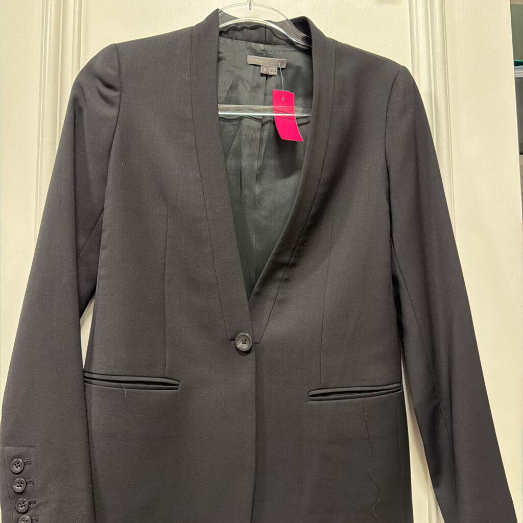 Black One Button Blazer