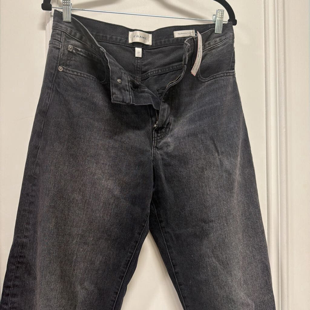 Black Crop Barrel Leg Jean