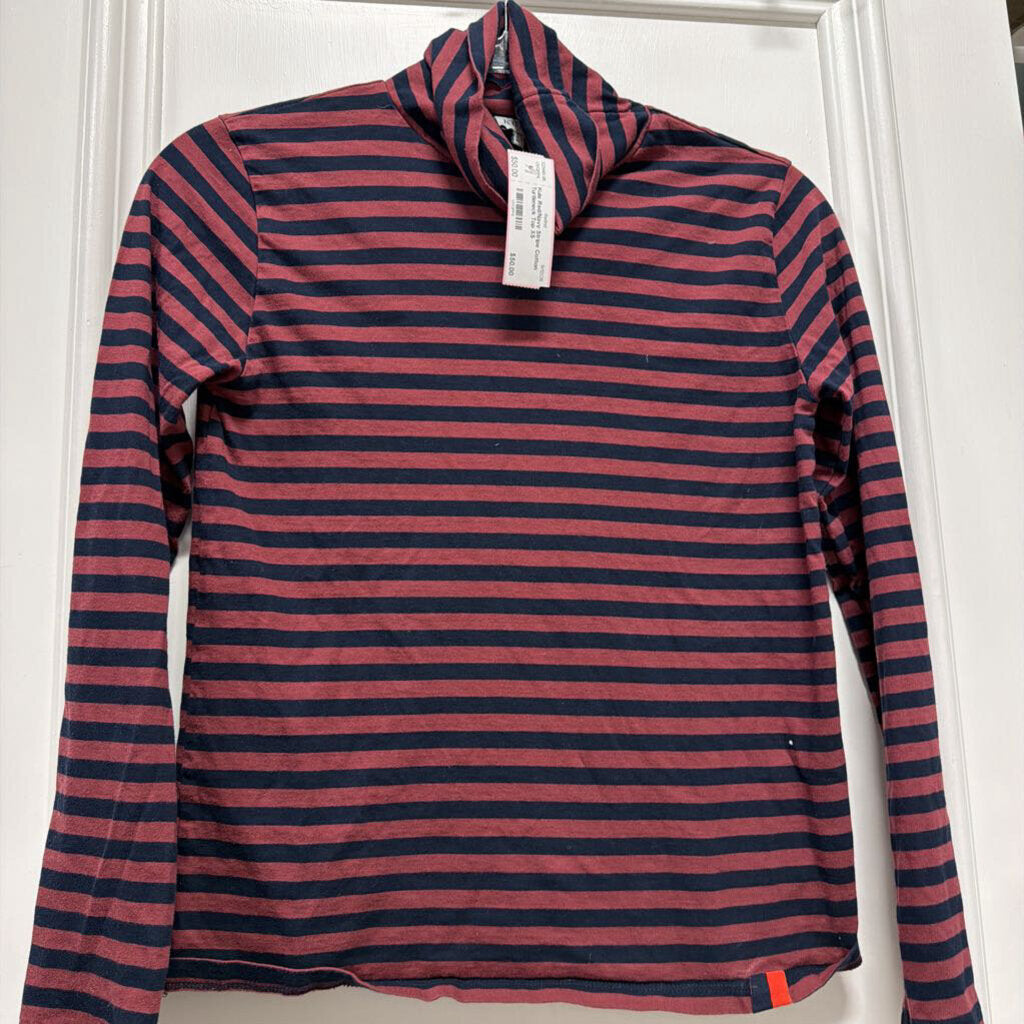 Red/Navy Stripe Cotton Turtleneck Top