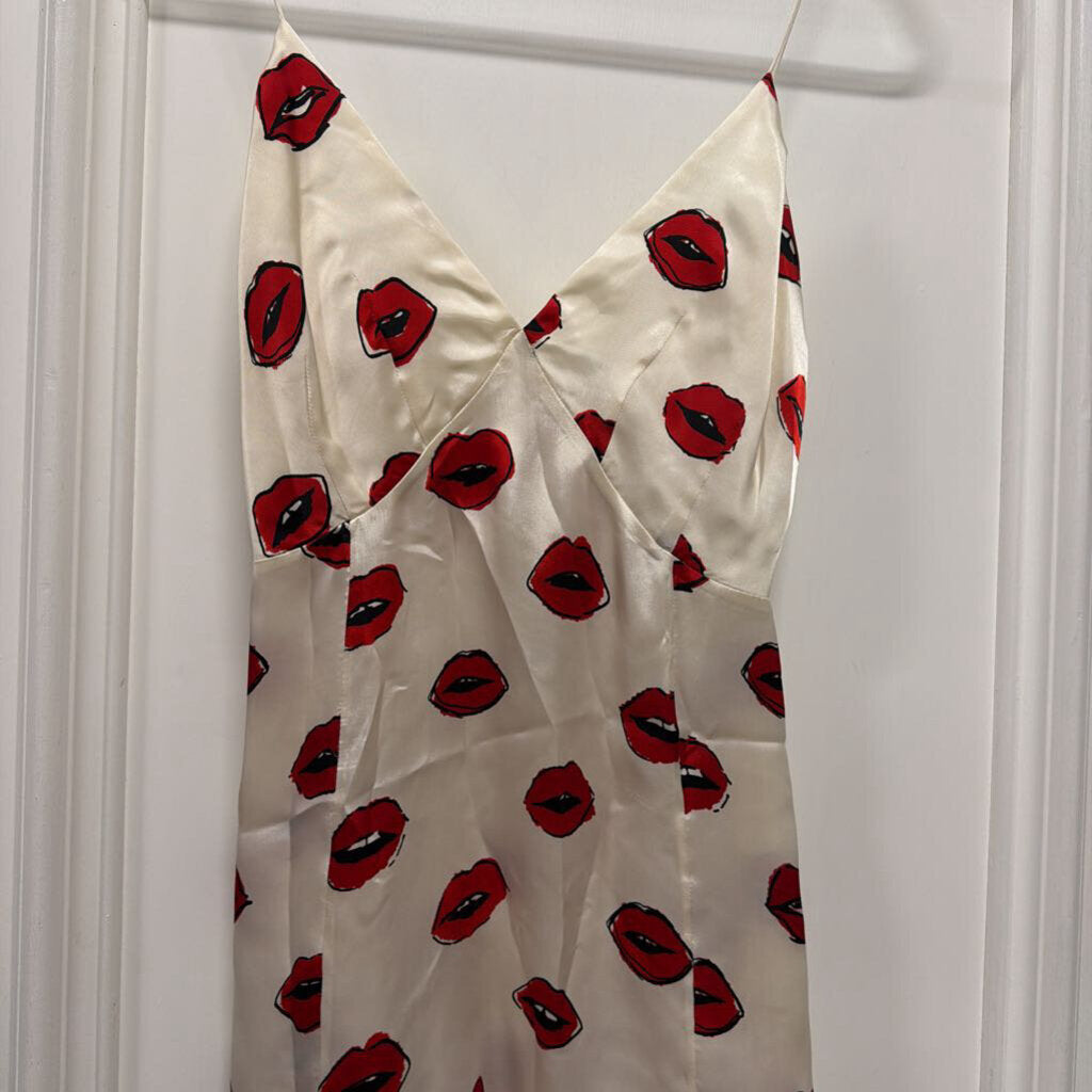 Cream Lips Print Cupro Tank