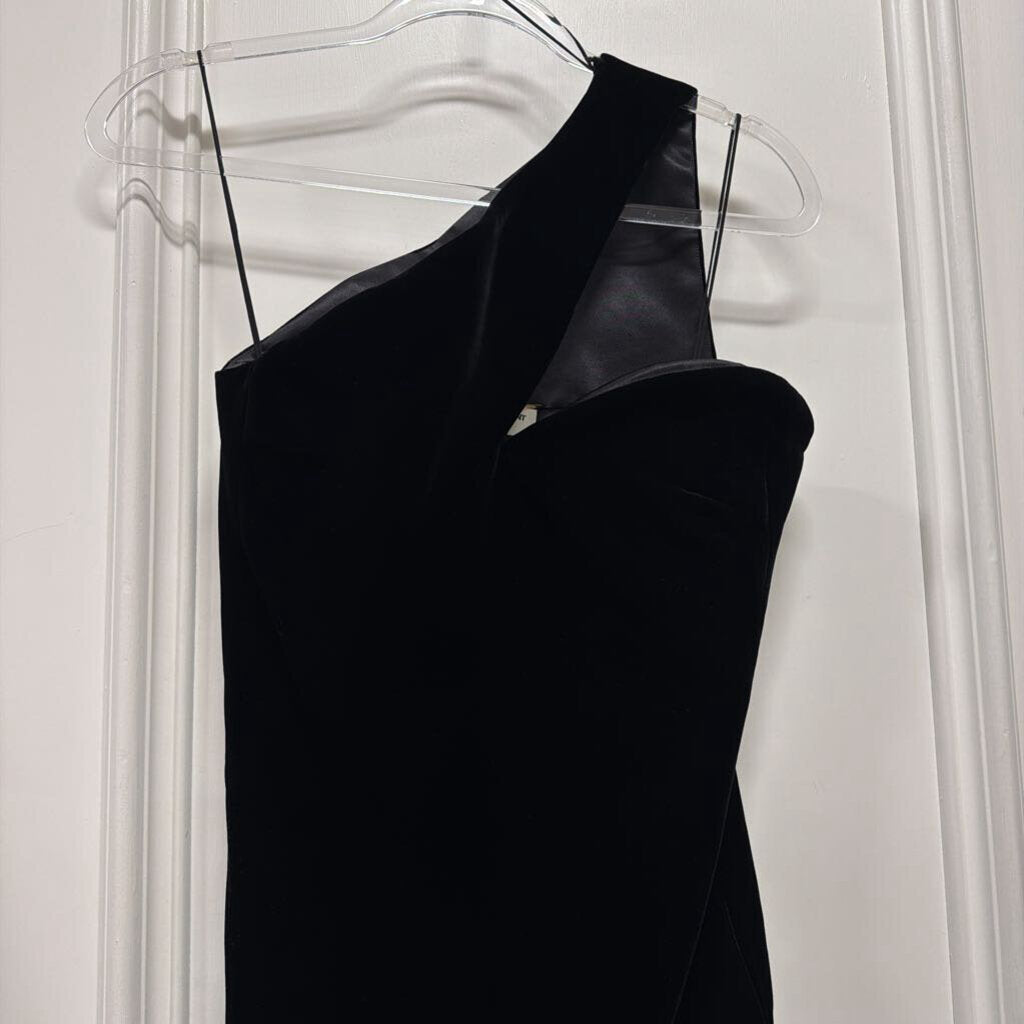 2019 Black Velvet Asymmetrical Mini Dress