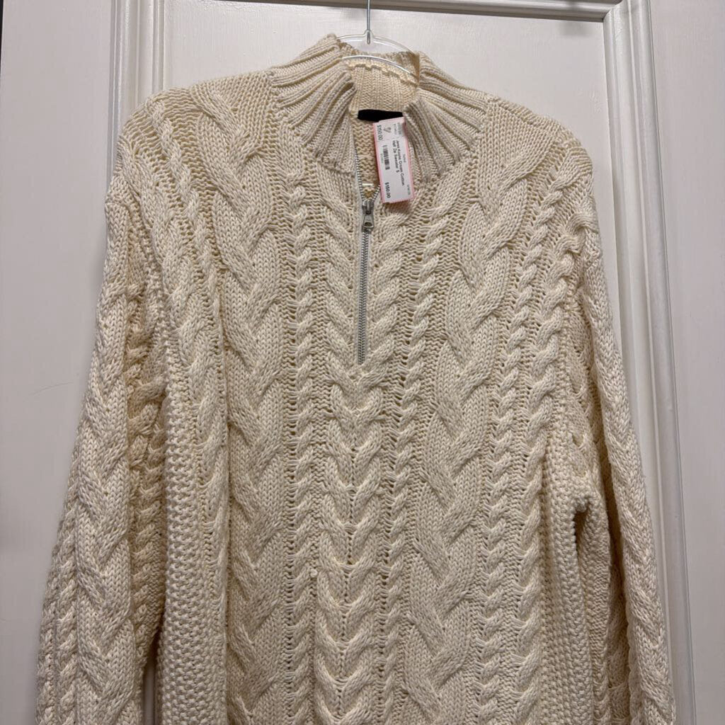 Cream Cotton Half Zip Sweater