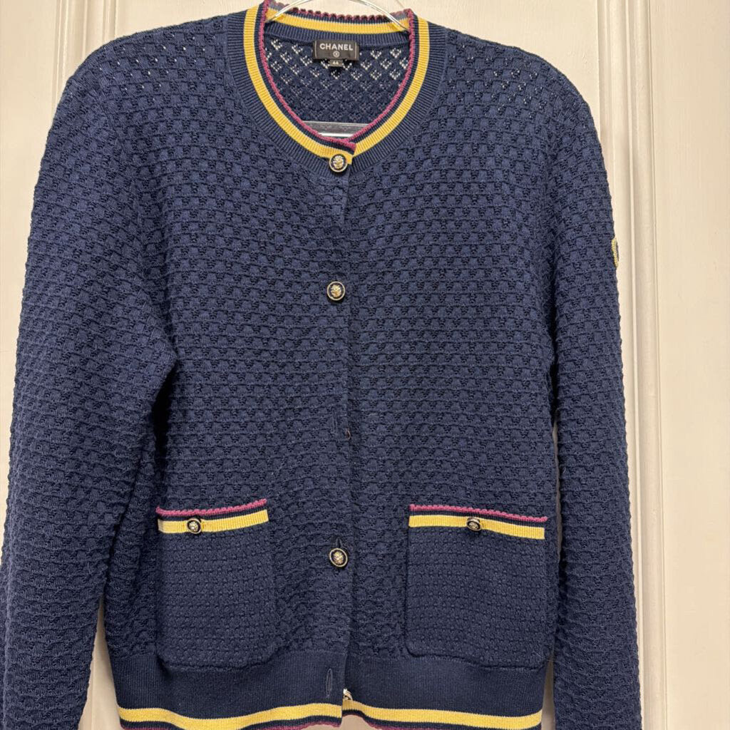 2026 Navy Cotton Knit Cardigan Sweater