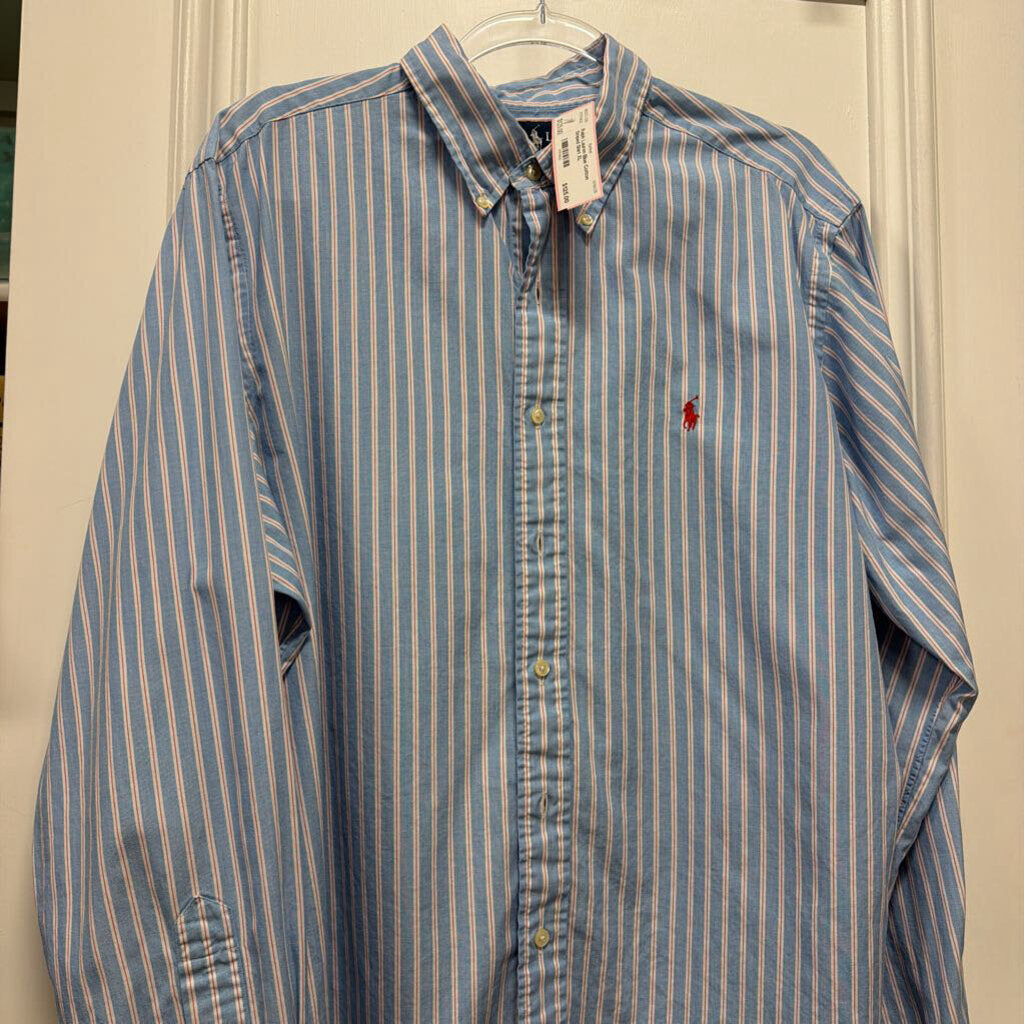 Blue Cotton Striped Shirt
