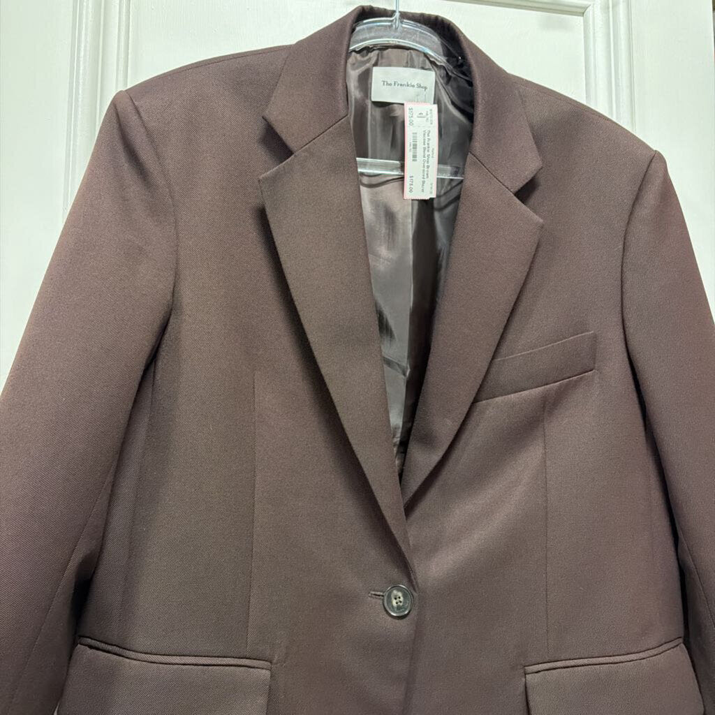 Brown Viscose Blend Oversized Blazer