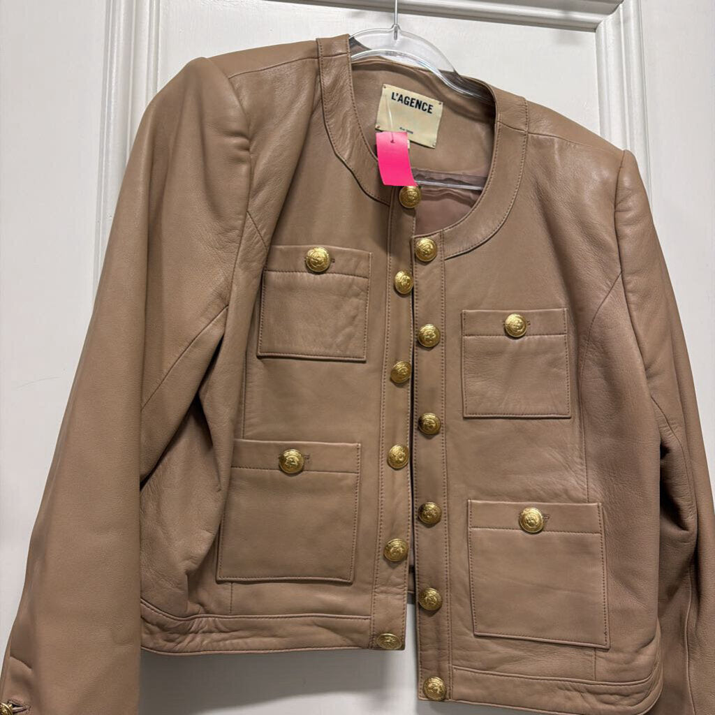 Taupe Leather Jacket