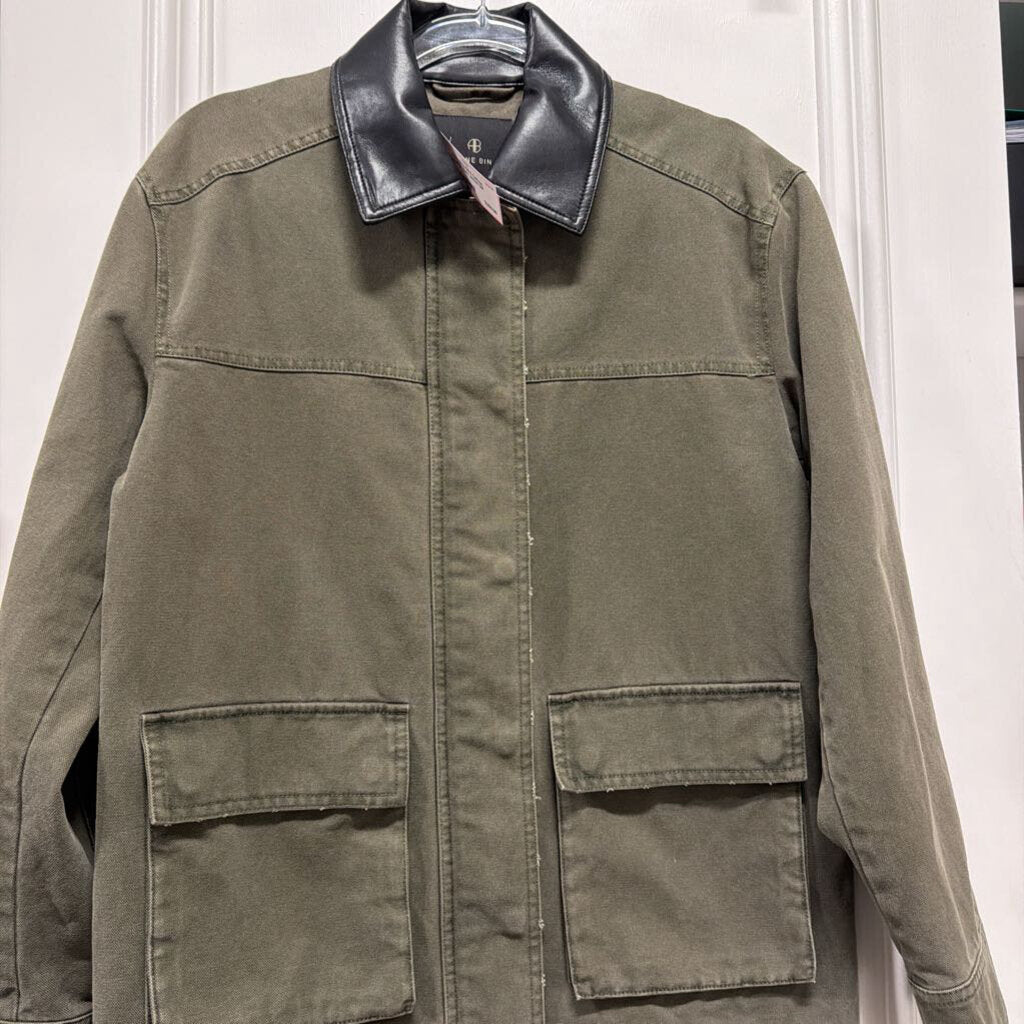 Olive Canvas Leather Barn Jacket
