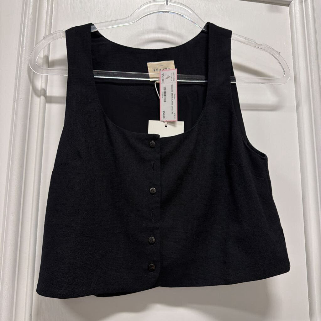 Black Linen Vest