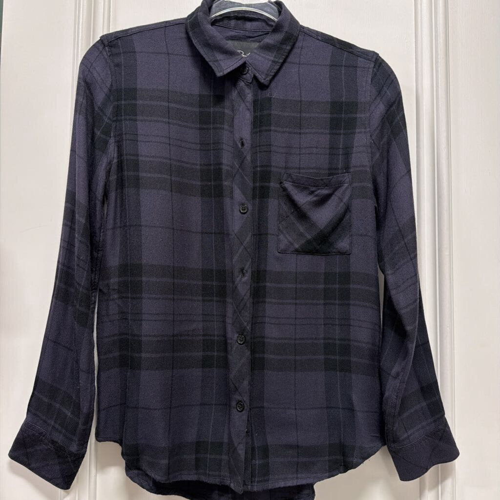 Black Cotton Plaid Shirt