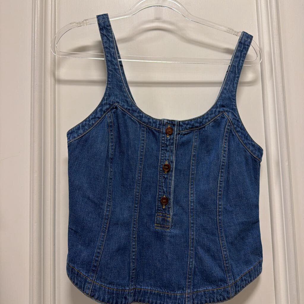 Denim Button Front Tank Top