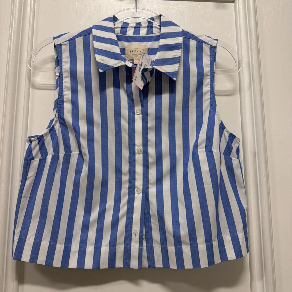 Blue/White Cotton Striped Top