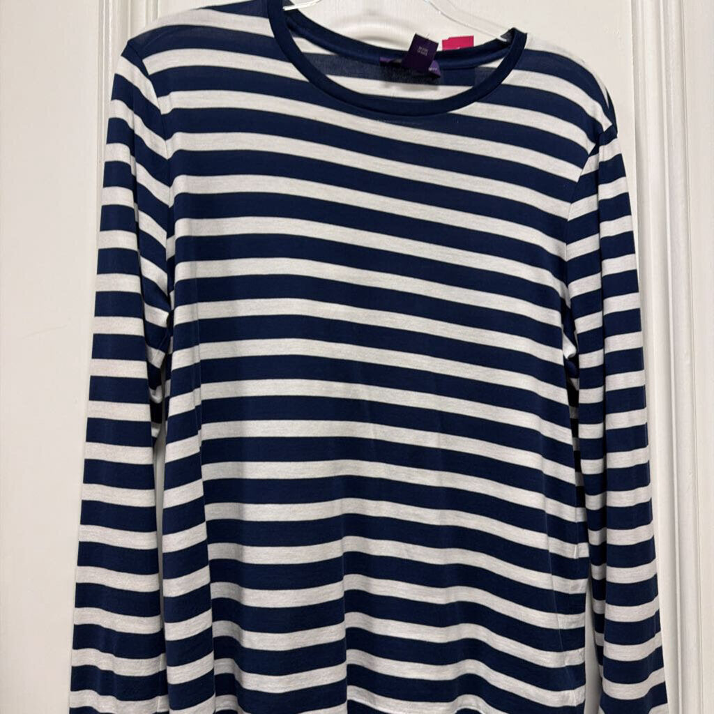 Navy/White Cotton Stripe LS Top