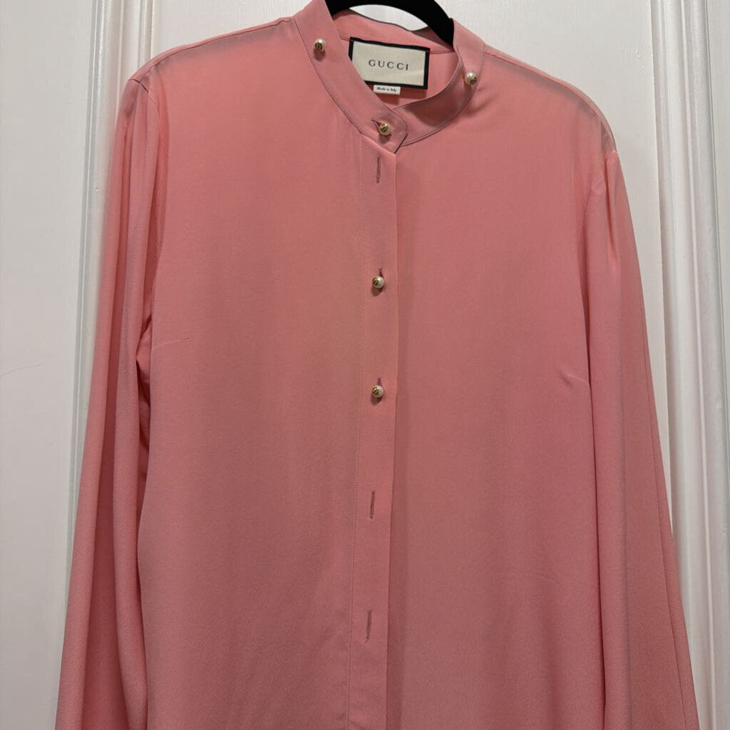 Pink Silk Pearl Blouse